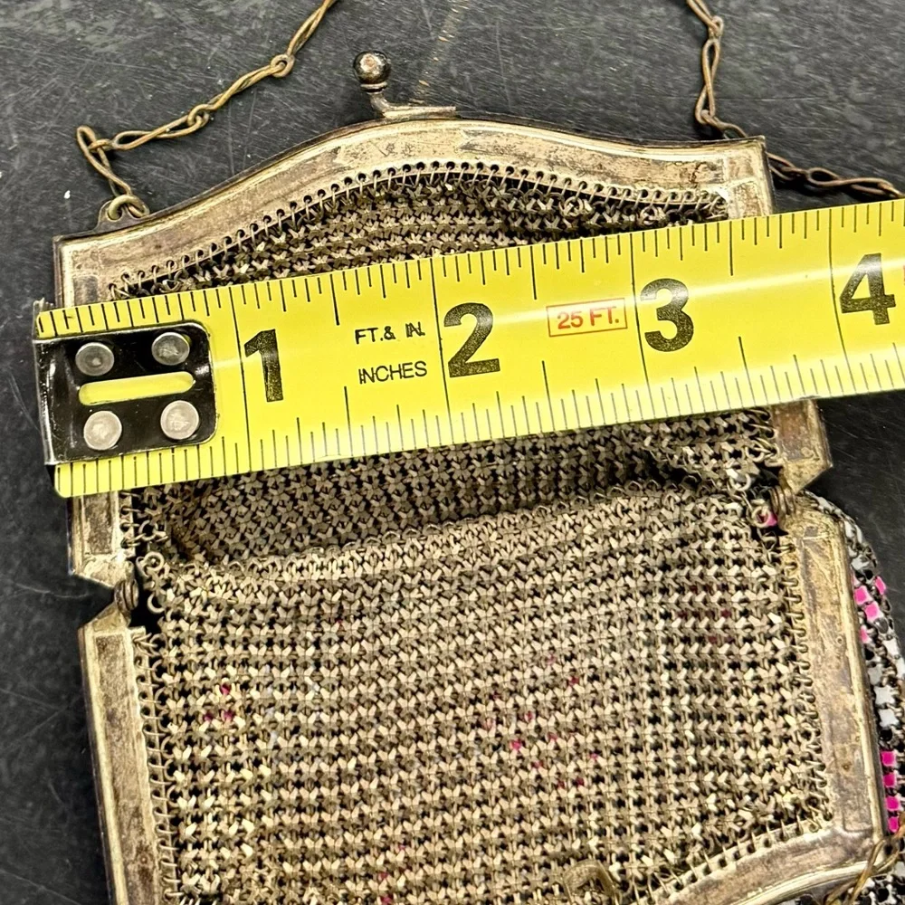 Whiting & Davis Antique Mesh Bag Flapper Purse 1920s Fringe Marked